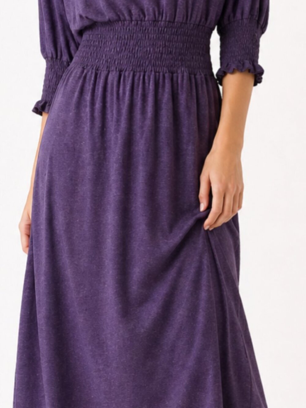 Purple boho Batwing Sleeve Pockets cinch waist dress L - Picture 2 of 6